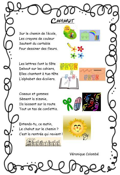 Poesie De Rentree Chahut De Veronique Colombe Ecole Elementaire Jean Paul Marat